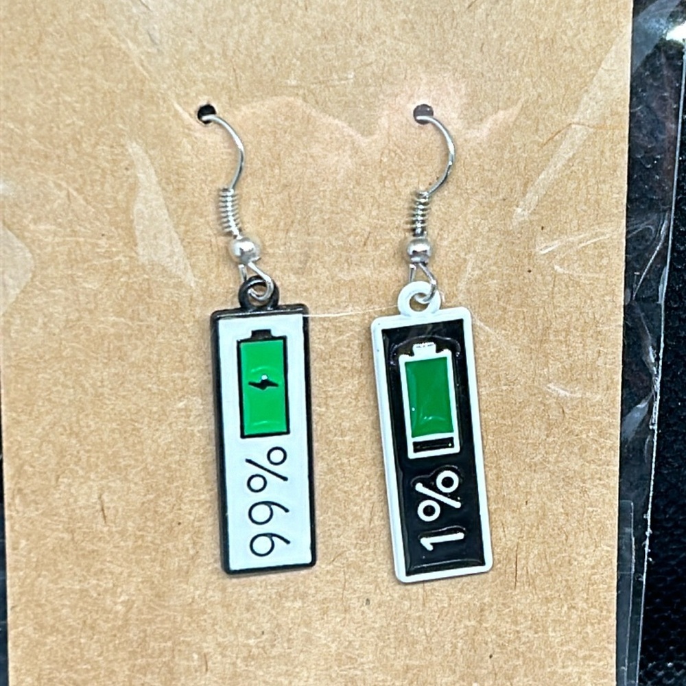 Full and Empty 1-99% Battery earring dangle